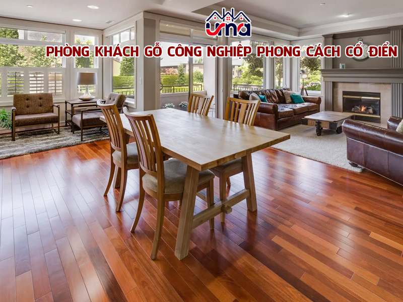 phong-khach-go-cong-nghiep-phong-cach-co-dien